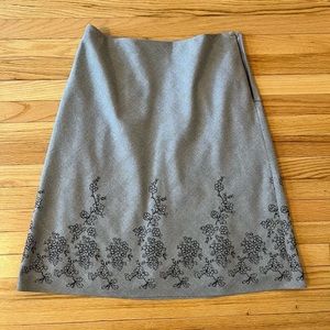 Ann Taylor Loft skirt-gray with black floral embroidery